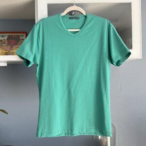 Grey Daniele Alessandrini Top T-Shirt V-Neck Fitted Green Cotton Stretch Size 50